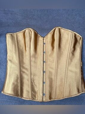 Chicastic corset gold satin lace up size 3-4 XL